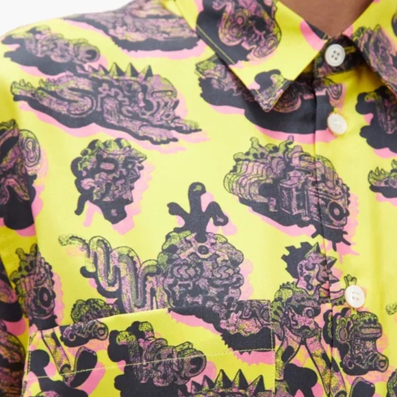 Stella McCartney 100% Silk Psychedelic-Print Silk-Twill Short-Sleeved Shirt XL - Picture 12 of 13